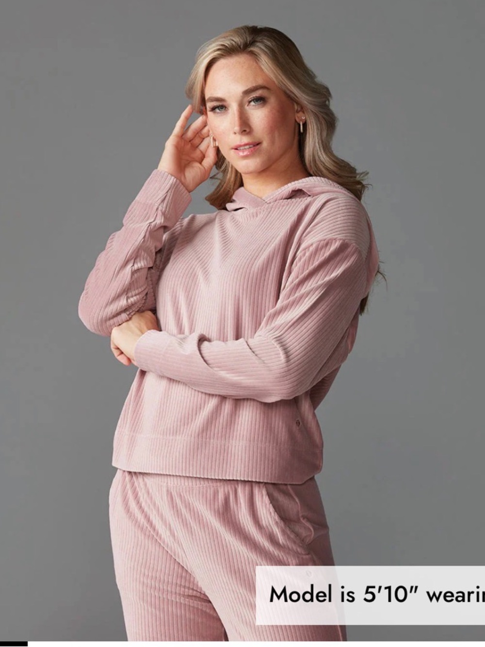 Like New XL Tavi Brushed Rib Pullover Hoodie Primrose Pink Mauve